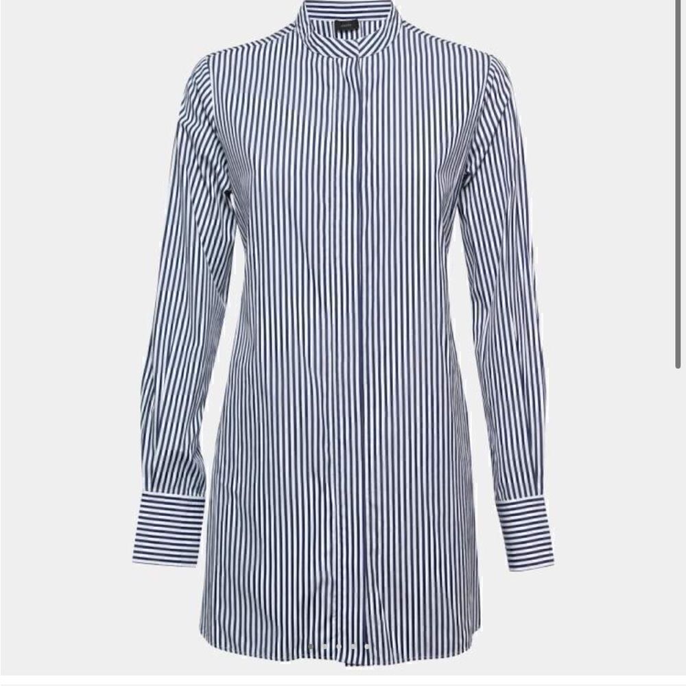 Joseph Blue Striped Cotton Back Tie Detail Shirt